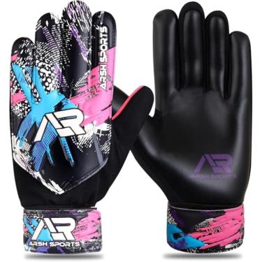 Imagem de Arsh Sports Luvas de goleiro de futebol, luvas de goleiro de futebol para crianças, meninos, jovens, crianças, proteção dupla de pulso ao longo da palma de 4 mm (rosa novo, tamanho 3, adequado para 5