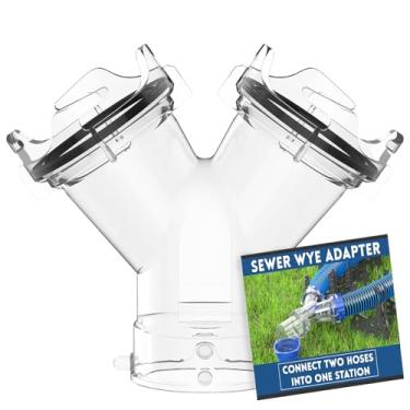 Imagem de DUMPMAN Adaptador de mangueira de esgoto RV Wye, divisor Y de mangueiras de esgoto com junta embutida, conector Y com design de baioneta torcida