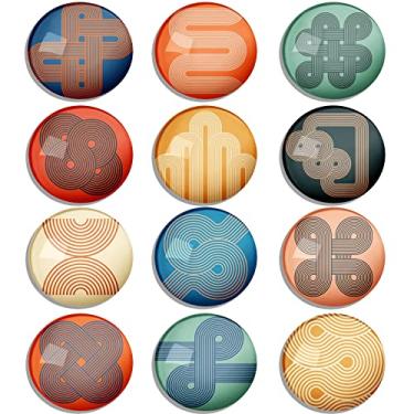 Imagem de Berkin Arts 12 peças bonito redondo cristal cristal forte ímã magnético geladeira padrões geométricos ornamentos padrões Aizome padrão ícone