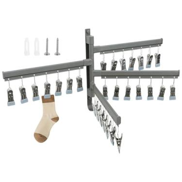 Imagem de QENWKXZ Estante de secagem de roupas, suporte de parede, suporte de parede, cabides giratórios de secagem, suporte de lavanderia para sutiã, luvas de chapéu, roupa íntima de tecido de bebê (4)