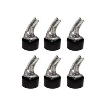 Imagem de Conjunto de 6 Bicos Dosadores para Azeite e Vinagre, 30mm, Compatível com Garrafas Gargalo Estreito, Preto