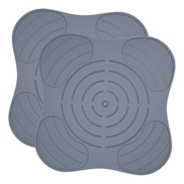 Imagem de ＫＬＫＣＭＳ 2 peças de tapete de silicone para secagem de pratos, resistente ao calor, porta-copos, suporte universal para panelas, escorredor de pratos, Cinza