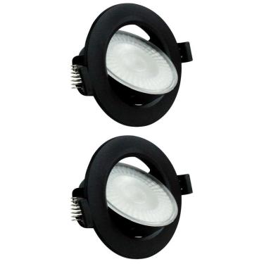 Imagem de Kit 2 Spot Led 7w Redondo 6500k Preto Bivolt Foxlux