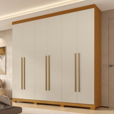 Imagem de Guarda Roupa Casal com Pés 6 Portas Em MDF Nubia ACP Móveis - Cinamomo/Off White