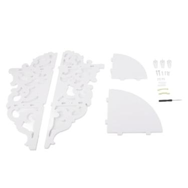 Imagem de Prateleira de Parede de Canto, Prateleira de Armazenamento Esculpida Branca de 2 Camadas Suporte de Exibição de Canto Prateleira Flutuante de Canto para Sala de Estar, Quarto,
