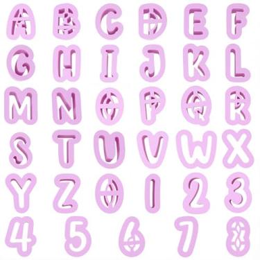 Imagem de SUNNYCLUE 1 caixa com 35 peças de cortadores de biscoito com letras e números, cortadores de argila, alfabeto de plástico A a Z e 1 a 8 em forma de conjunto de ferramentas para artesanato faça você