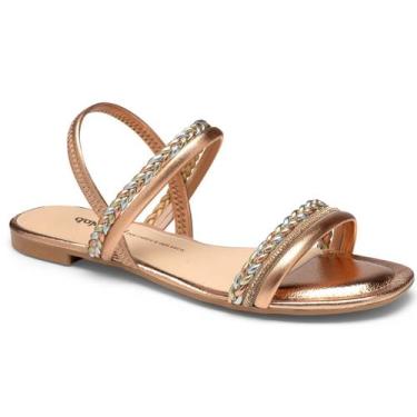 Imagem de Sandália Flat Dakota Y8801 Rives Tiras Metalizadas C/ Trança, Rosê, 36