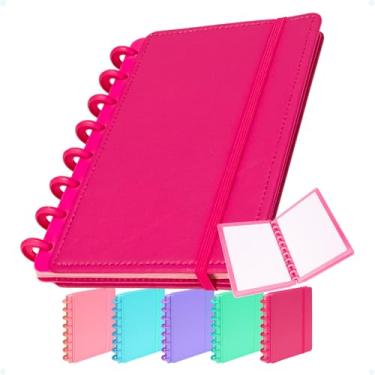 Imagem de Caderno Capa Dura De Discos Inteligente Espiral A5 Escolar 80 Páginas Folhas Pautado 1 Matéria Decore Fácil ! (Rosa Escuro)