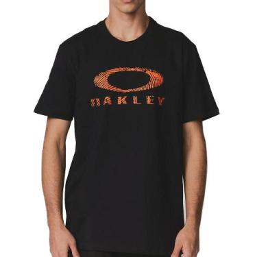 Imagem de Camiseta Oakley Ellipse Fingerprint SM26 Masculina Blackout, G, Preto