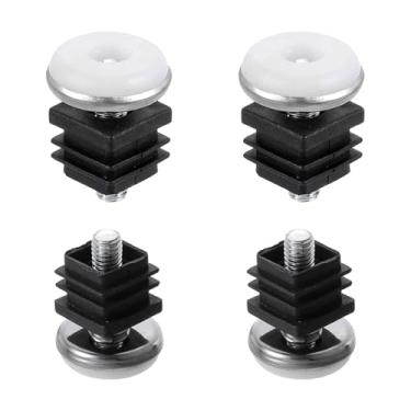 Imagem de DTGN Pés niveladores ajustáveis de 20 x 20 mm (CxL) - 4 conjuntos - Bom para móveis - Kit de inserção quadrada para móveis - Preto
