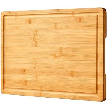 Imagem de Allsum Tábuas de corte de bambu de 76 x 50 cm para cozinha, capa superior de fogão a lenha, tábua de macarrão extra grande sobre a pia, tábua de charcutaria, bandeja de servir queijo com alças