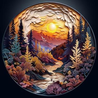 Imagem de masseruon Quebra-cabeças redondos para adultos 1000 peças - quebra-cabeça natural - 67,5 x 67,6 cm com acabamento fosco HD - difícil impossível difícil para adultos - presente desafiador para amantes