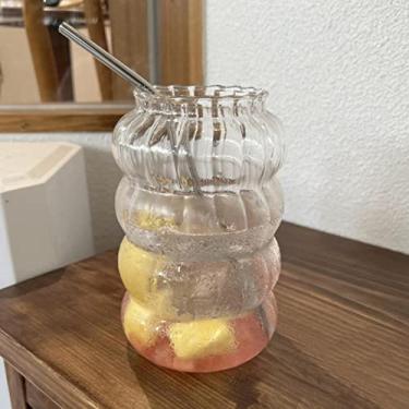 Imagem de Ins Copo de café de vidro fosco coreano com para cerveja gelado uísque suco vinho leite bolha chá bebida criativa copos de vidro presente