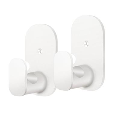 Imagem de Suportes de varão de cortina sem broca, pacote com 2, ganchos autoadesivos de varões de cortina para postes de 5/8 polegadas e 4/8 polegadas, suportes de varão de cortina adequados para locatários