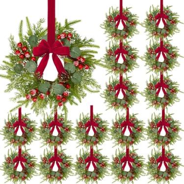 Imagem de Waipfaru 18 peças de guirlanda de Natal pequena, mini guirlandas para armários, guirlandas de Natal para janelas, cozinha, porta da frente, velas, lareiras, mesa, centro de mesa, decorações internas e