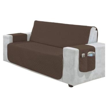 Imagem de Capa Para Sofá RetráTil 2 E 3 Lugares (1,00-2,20m) – Protetor Matelada Com Porta Objetos(MARROM,2 Lugares (1,00m))