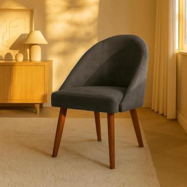 Imagem de Kit 4 Cadeiras de Jantar Lua Pe Palito Suede Cinza