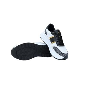 Imagem de Tênis Feminino Plataforma Casual Branco e Rosa com Detalhes Dourados - Elegante e Confortável | Tamanhos :34,35,36,37,38,39,40/ após a compra envie uma mensagem com o número desejado