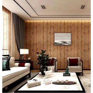 Imagem de ESSMOKO Papel de parede moderno novo estilo chinês papel de parede de grão de madeira PVC não autoadesivo impermeável sala de estar loft teto loja de roupas adesivo decorativo marrom cor de madeira
