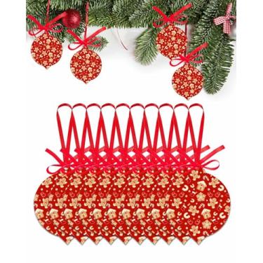 Imagem de Enfeites de Natal, boneco de gengibre, floco de neve, enfeite para Natal, bengala, vermelho, acessórios decorativos para casa, 10 peças