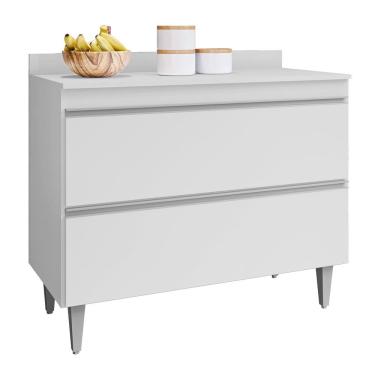 Imagem de Balcão de Cozinha Com Tampo 100cm 2 Portas Julia M24 Branco - Mpozenato