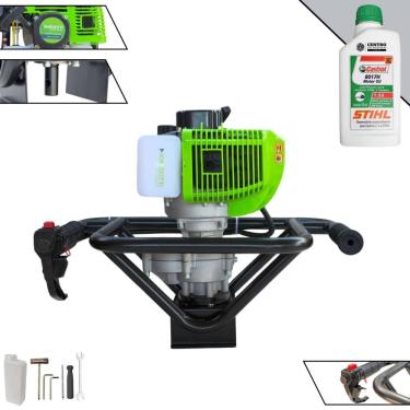 Imagem de Perfurador Trado Sem Broca À Gasolina Menegotti MPS52 52cc 1,8HP 9.000rpm Motor 2T Máquina Fura Terra Profissional de Alta Performance + ÓLEO STIHL