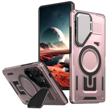 Imagem de Capa para Samsung S24 FE com suporte magnético giratório e proteção com suporte (para Samsung S24 FE/ouro rosa)