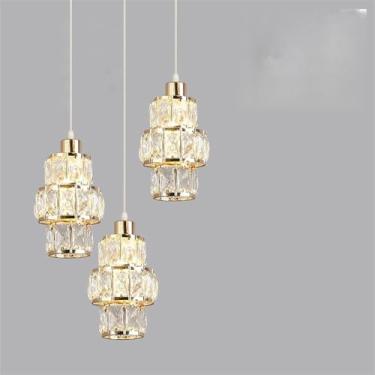 Imagem de Luminária pendente LED Cristal Dourado Luminária suspensa Compatível com Mesa de Jantar Bar Cozinha Sala de estar Lustre, Decoração moderna
