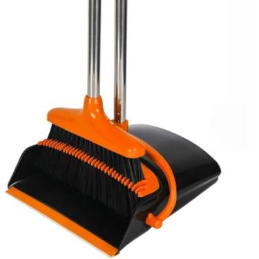 Imagem de Kit De Limpeza Com 2 Pecas Pá e Mini Vassoura Tira Resíduos(Kit Laranja(Vassoura e Pa),1)