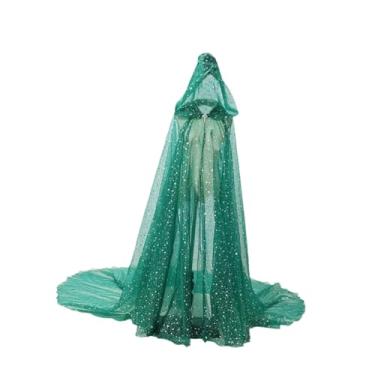 Imagem de Baoblaze Capa com capuz de Halloween, elfa brilhante, cosplay feminina para baile de máscaras de palco, Verde 50cm