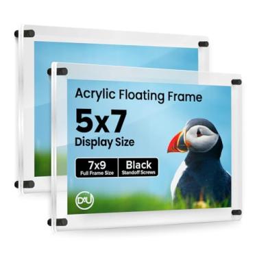 Imagem de Molduras flutuantes de acrílico pretas (pacote com 2) molduras de acrílico transparente de 12,7 cm x 17,8 cm para montagem na parede, pôster de diploma, certificado de exibição de fotos, impressões