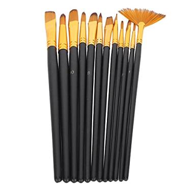 Imagem de ZJchao Pincéis, Pincéis de Aquarela 12 Peças Conjuntos de de Arte Pincel de Nylon para Pintura Artística de Aquarela para Arte de Unhas Faciais, Tela, Detalhamento e Pintura Rupestre