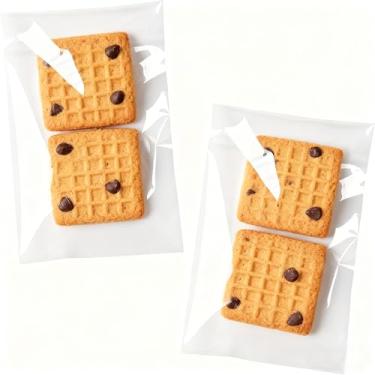 Imagem de 200 unidades de sacos de celofane autoseláveis que podem ser fechados, sacos transparentes de 10 x 15 cm, embalagens de produtos assados, sacos de plástico para biscoitos