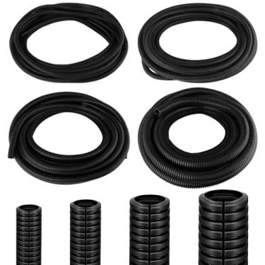 Imagem de MUZIK Pacote com 4 tubos de tear de fio dividido de 120 pés - Tubo dividido retardador de chamas para motor de carro e uso doméstico - Conduíte de polipropileno preto de 0,6 cm 1/10.2 cm 3/10.2 cm x