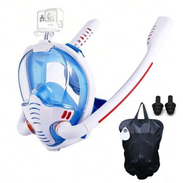 Imagem de Mascara De Mergulho Com Snorkel Duplo Oculos Tubo Respiraçao Nataçao Piscina Mar Esporte Lazer Faixa Ajustavel