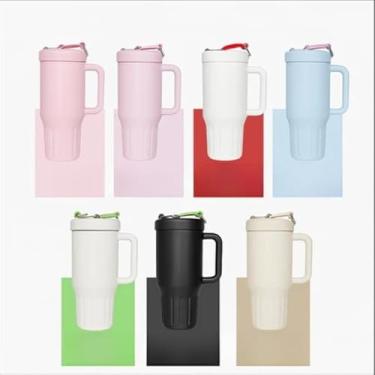 Imagem de Copo Térmico Inox Portátil 1200ml Garrafa Térmica Inoxidável com Tampa e Canudo Inox Sem Logo Marca(Aleatoria)