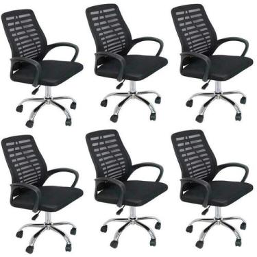 Imagem de Kit 6 Cadeiras de Escritório Diretor Tela Mesh Cádis - Espresso Móveis