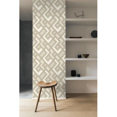 Imagem de Papel de Parede Muse Geométrico Bege e Verde 177505