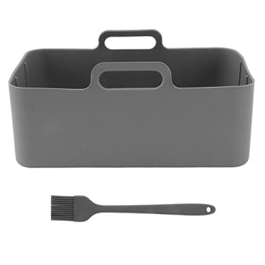 Imagem de Air Fryer Panela de silicone reutilizável para fritadeira a ar de silicone cestas de fritadeira a ar com escova para Ninjia DZ201 DZ401 (cinza)