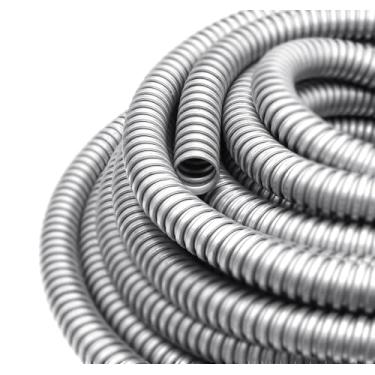 Imagem de Xadnitu Conduíte elétrico de parede reduzida flexível de 9,5 cm, tubo de manga de cabo dividido galvanizado de ferro de 1,5 m para gerenciamento de cabos industriais, residenciais, fiação e proteção