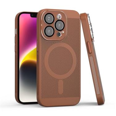 Imagem de Capa de telefone de proteção de lente para iPhone 15 14 13 12 11 Pro Max Plus malha dissipação de calor magnética capa de carga sem fio, T13, para iPhone 12Pro