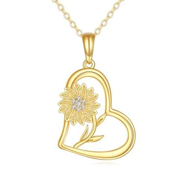 Imagem de KECHO Colar de girassol em ouro 14k, ouro amarelo, pingente de girassol, presentes de aniversário para mulheres, joias para ela