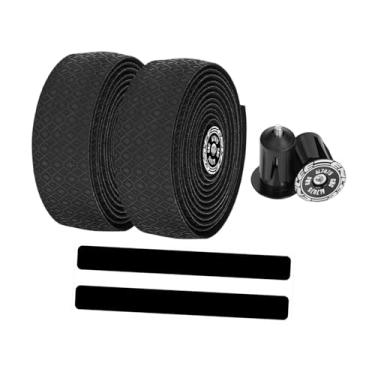 Imagem de KiBcsLic 2x Fitas para guidão de bicicleta, plugues de barra, laváveis, adesivas, leves, fita para guidão de bicicleta, envoltórios para de ciclismo, para, Preto