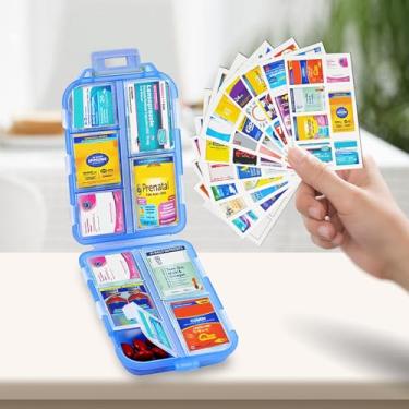 Imagem de Organizador de comprimidos de 10 compartimentos com etiquetas – Caixa portátil de comprimidos de viagem para vitaminas e medicamentos | dobrável, à prova d'água, sem BPA | manhã/tarde/noite