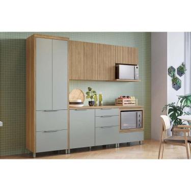 Imagem de Cozinha Modulada Nesher Marquesa Rainha E 5 Peças (2aéreos+2balcões+1paneleiro) C5p111 Nature-verde-nesher