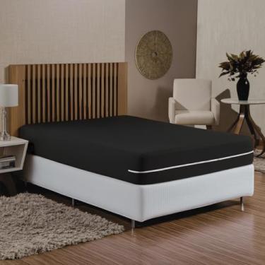 Imagem de Capa Para Colchão De Casal Queen Cama Box Malha Gel Grossa 90 De Gramatura C/Zíper Ajustável Reforçada 1,98cm x 1.58cm x 23cm (Preto)