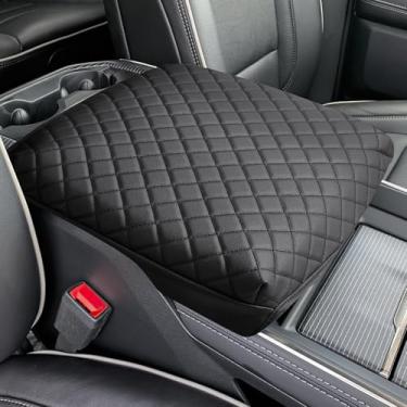 Imagem de JOYTUTUS Capa de console central compatível com 2019 2020 2021 2022 2023 2024 Ram, cobertura de descanso de braço de couro para carro, capa protetora de caixa de apoio de braço durável bem feita