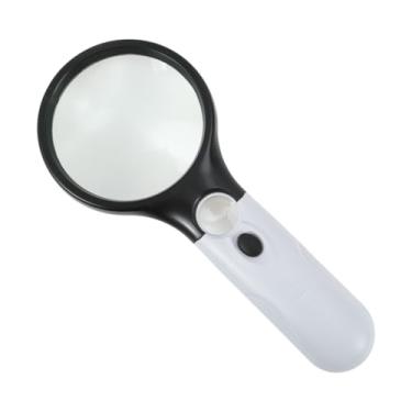 Imagem de Generic 1 lupa iluminada com lente dupla, alça branca, 3 x 45 x, requer 3 pilhas AAA não incluídas, vidro plástico, preto, branco, 7,5 cm