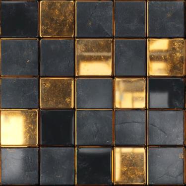 Imagem de HOMETITUTE 20 peças de adesivos de azulejo de tabuleiro de xadrez de ouro preto descascar e colar azulejos decorativos à prova d'água adesivos removíveis azulejos decalques de backsplash para cozinha