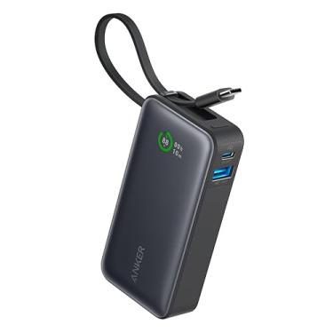 Imagem de Anker Nano Power Bank, Carregador Portátil de 10.000 mAh com Cabo USB-C Integrado, Saída Máxima de 30W, para iPhone 17/iPhone 16/Série 15, MacBook, AirPods e Mais, Preto